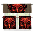 Red Devil Satan Print 3 Piece Kitchen Curtains