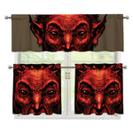 Red Devil Satan Print 3 Piece Kitchen Curtains