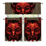 Red Devil Satan Print 3 Piece Kitchen Curtains