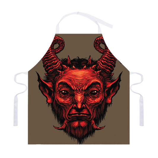 Red Devil Satan Print Adjustable Apron