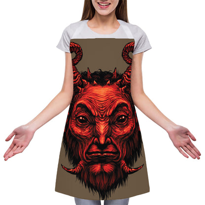 Red Devil Satan Print Adjustable Apron