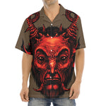 Red Devil Satan Print Aloha Shirt