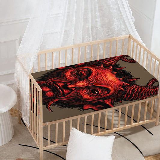 Red Devil Satan Print Baby Crib Sheet