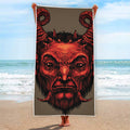 Red Devil Satan Print Beach Towel
