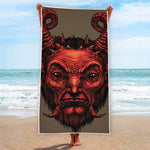 Red Devil Satan Print Beach Towel