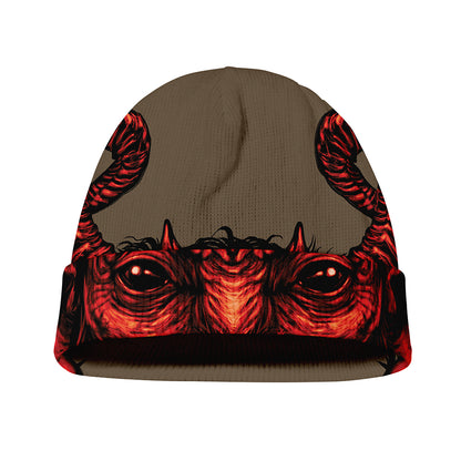 Red Devil Satan Print Beanie