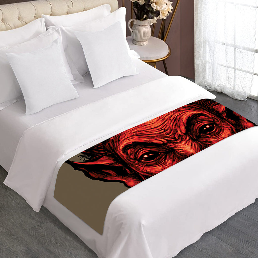 Red Devil Satan Print Bed Runner