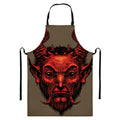 Red Devil Satan Print Bib Apron With Pocket