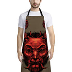 Red Devil Satan Print Bib Apron With Pocket