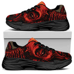 Red Devil Satan Print Black Chunky Shoes