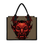 Red Devil Satan Print Canvas Tote Bag