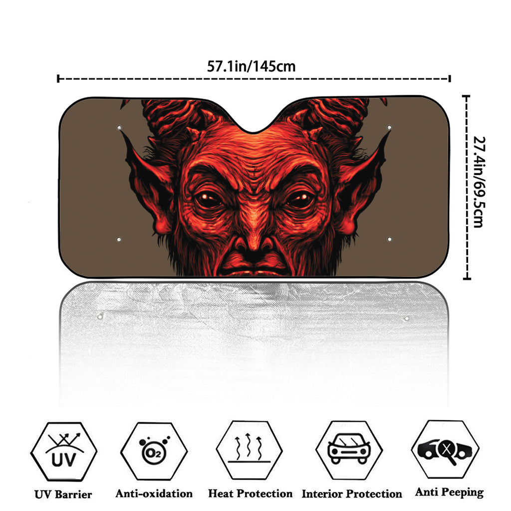 Red Devil Satan Print Car Windshield Sun Shade