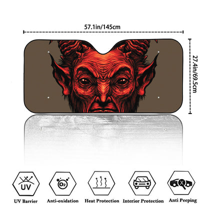 Red Devil Satan Print Car Windshield Sun Shade