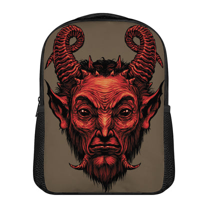 Red Devil Satan Print Casual Backpack
