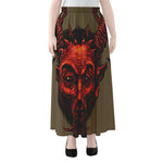 Red Devil Satan Print Chiffon Maxi Skirt