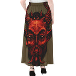 Red Devil Satan Print Chiffon Maxi Skirt