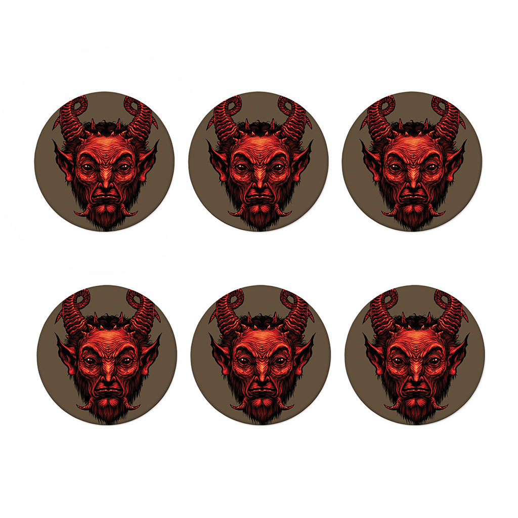 Red Devil Satan Print Coaster Set