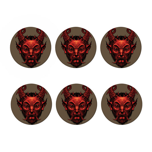 Red Devil Satan Print Coaster Set