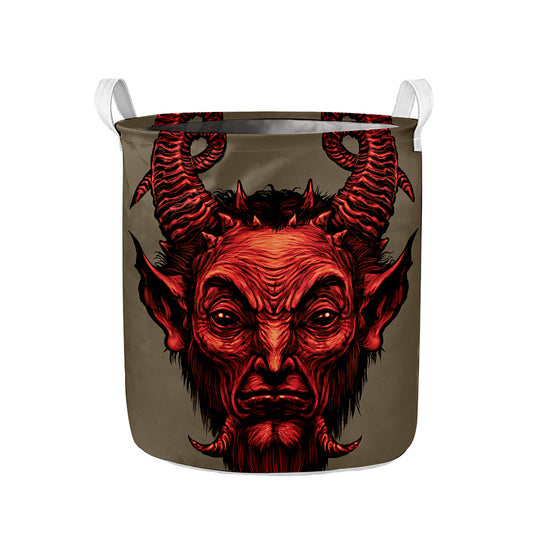 Red Devil Satan Print Collapsible Laundry Basket