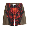 Red Devil Satan Print Cotton Shorts