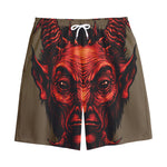Red Devil Satan Print Cotton Shorts