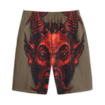 Red Devil Satan Print Cotton Shorts