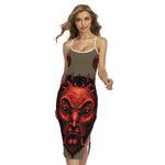 Red Devil Satan Print Cross Back Cami Dress