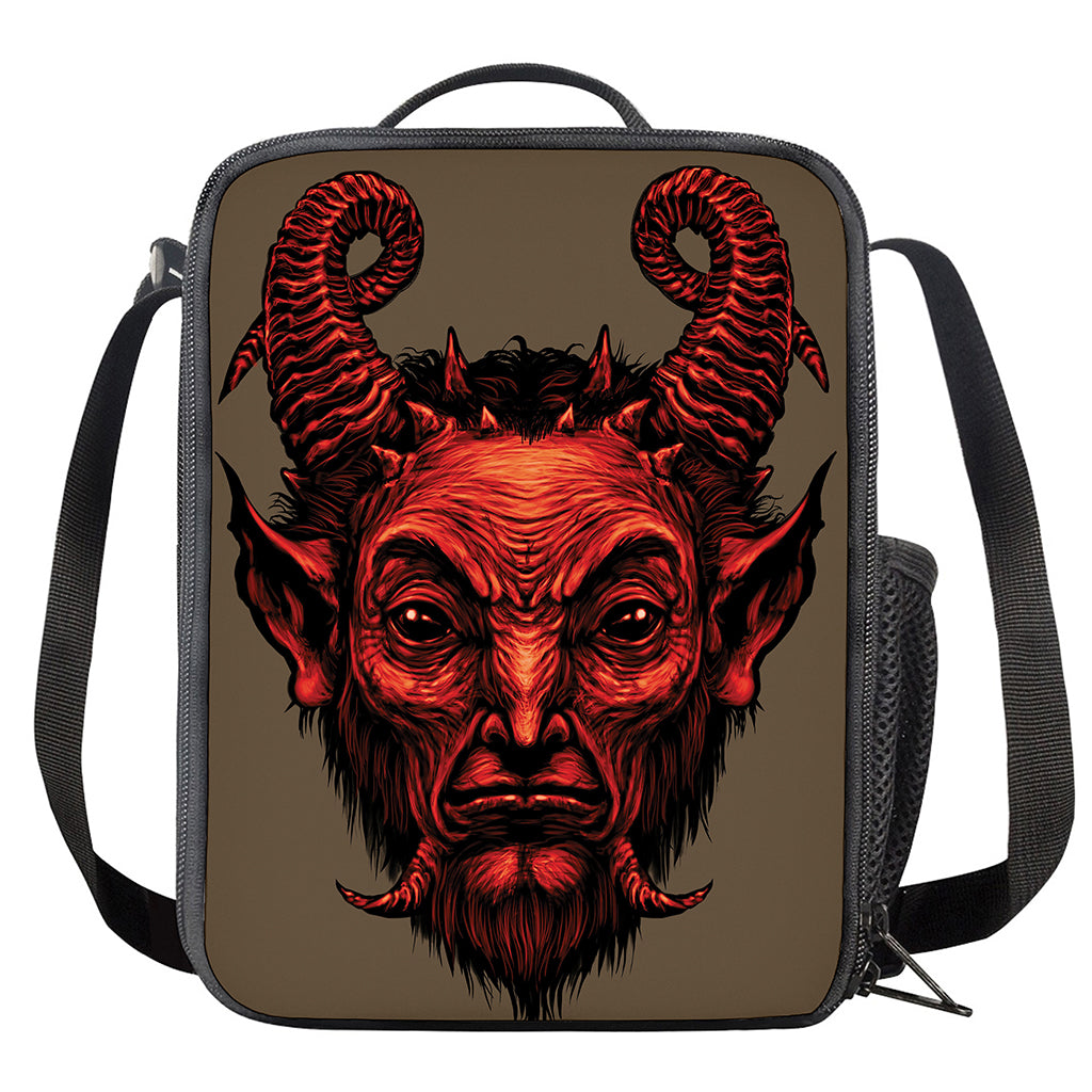 Red Devil Satan Print Crossbody Lunch Bag