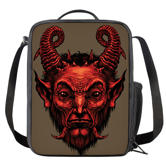 Red Devil Satan Print Crossbody Lunch Bag