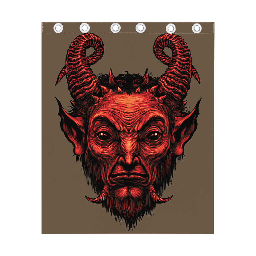Red Devil Satan Print Curtain