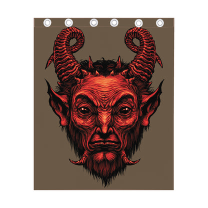Red Devil Satan Print Curtain