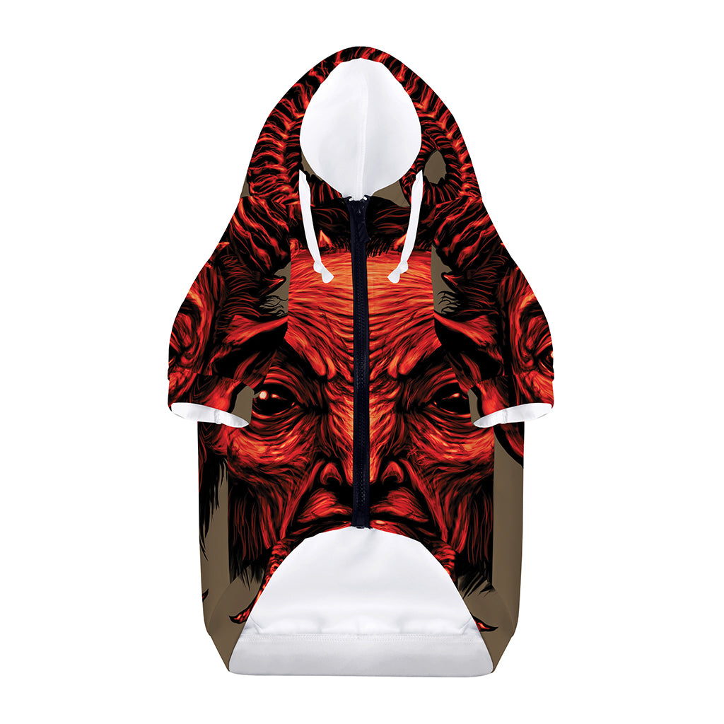 Red Devil Satan Print Dog Zip Up Hoodie