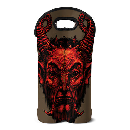 Red Devil Satan Print Double Neoprene Wine Tote