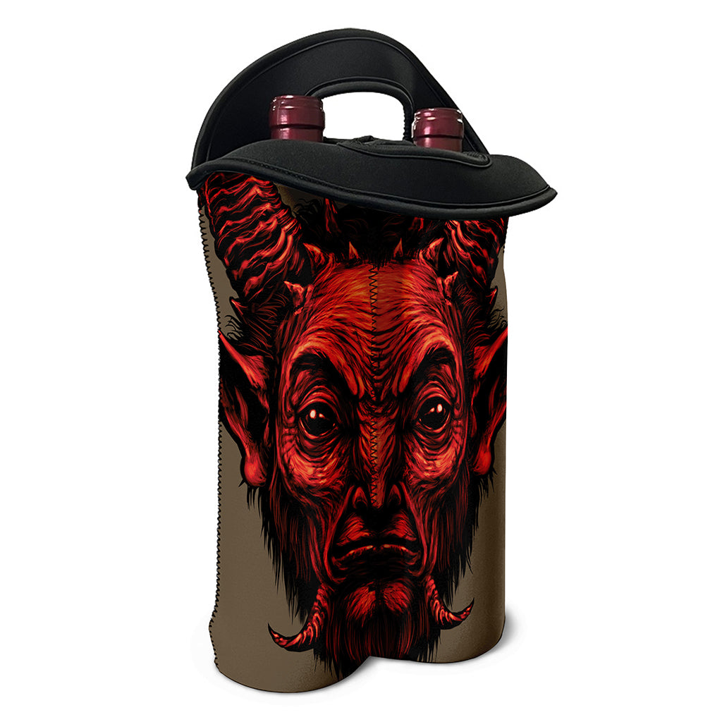 Red Devil Satan Print Double Neoprene Wine Tote