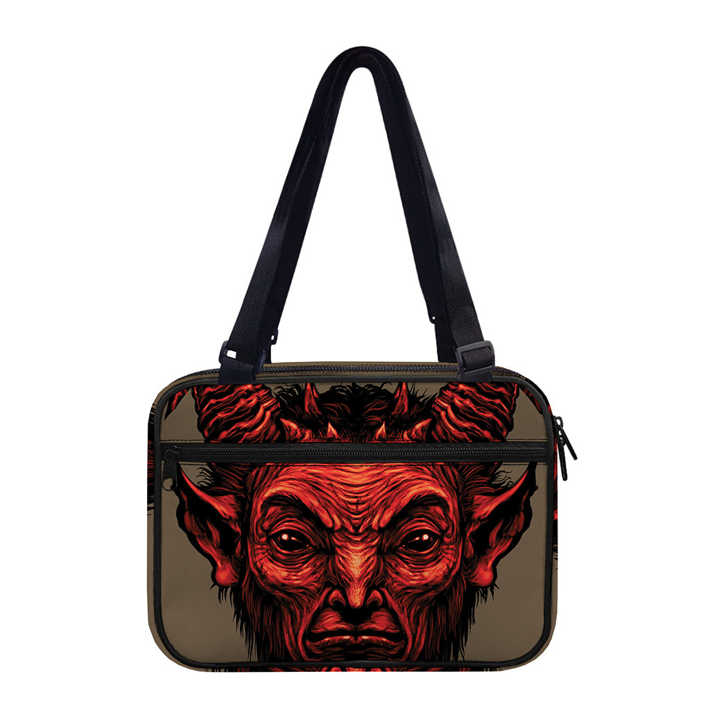 Red Devil Satan Print Double Strap Bible Bag