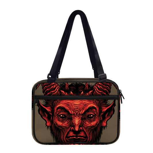 Red Devil Satan Print Double Strap Bible Bag