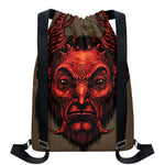 Red Devil Satan Print Drawstring Backpack
