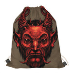 Red Devil Satan Print Drawstring Bag