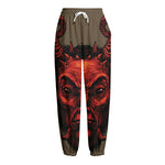 Red Devil Satan Print Fleece Lined Knit Pants