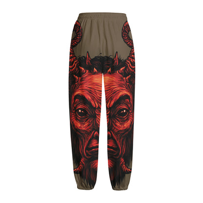 Red Devil Satan Print Fleece Lined Knit Pants
