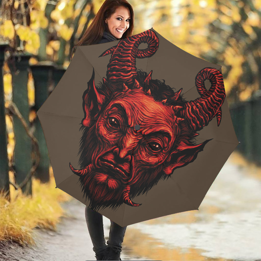 Red Devil Satan Print Foldable Umbrella