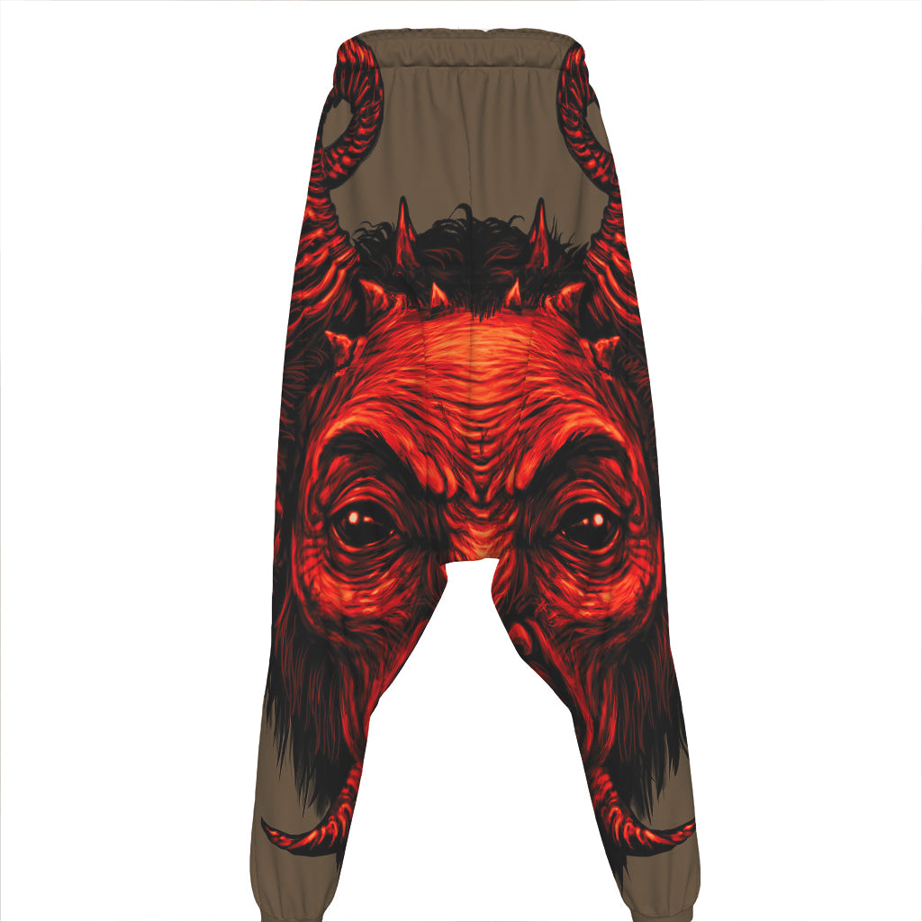 Red Devil Satan Print Hammer Pants