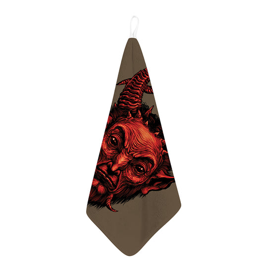 Red Devil Satan Print Hand Towel
