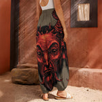 Red Devil Satan Print Harem Pants