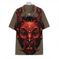 Red Devil Satan Print Hawaiian Shirt