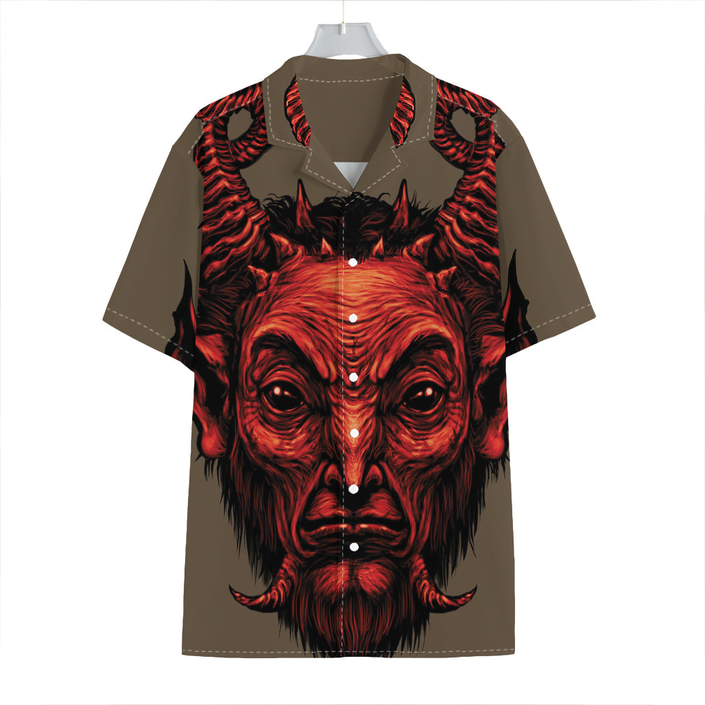 Red Devil Satan Print Hawaiian Shirt