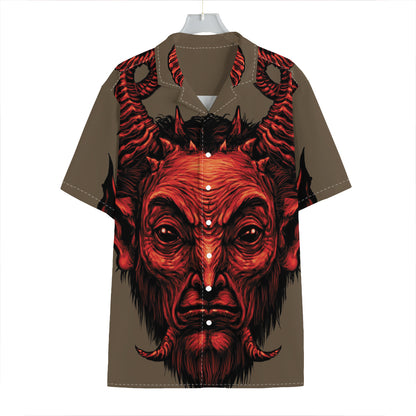Red Devil Satan Print Hawaiian Shirt