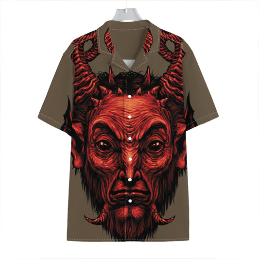 Red Devil Satan Print Hawaiian Shirt