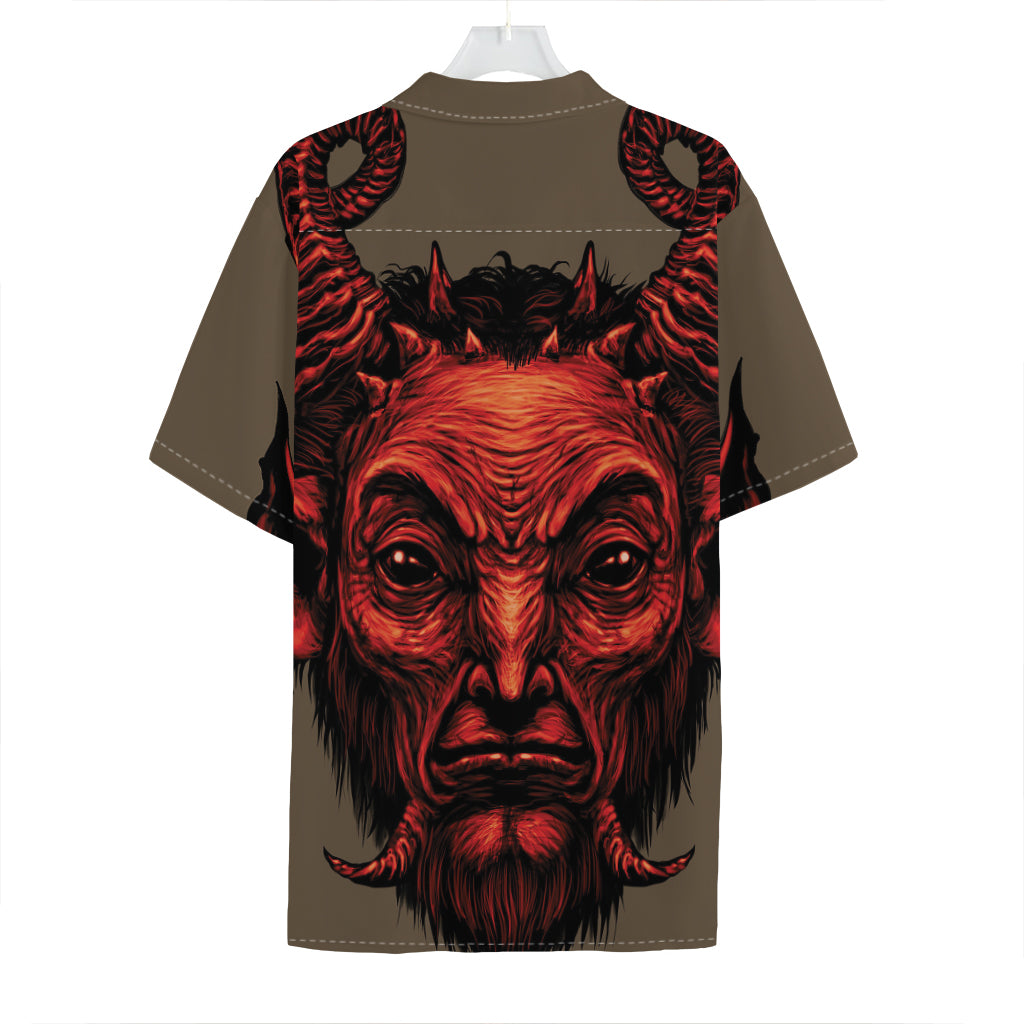 Red Devil Satan Print Hawaiian Shirt
