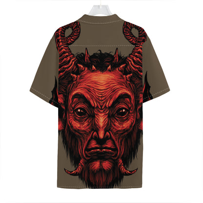 Red Devil Satan Print Hawaiian Shirt
